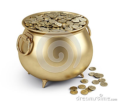 Pot of gold coins Stock Photo
