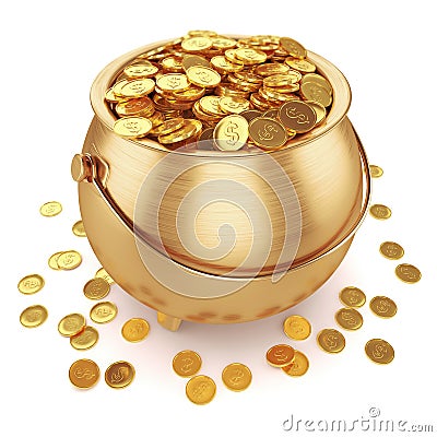 Pot of gold coins Stock Photo