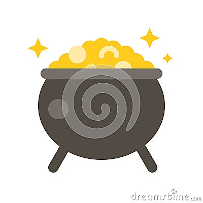 Pot of gold vector, Feast of Saint Patrick flat icon Vector Illustration