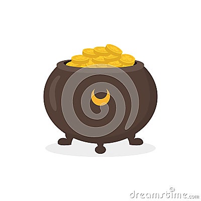 Pot with golden coins Cartoon Illustration