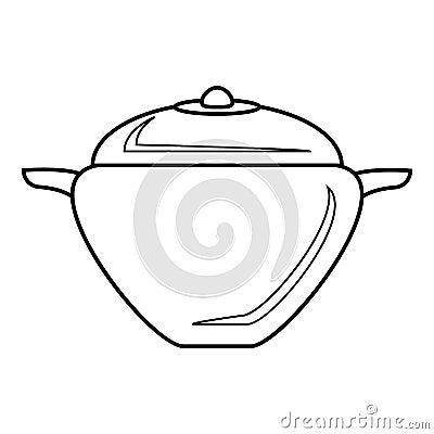 Pot with lid icon, outline style Vector Illustration