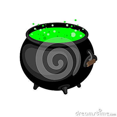 Pot of magical potion isolated. Witch accessory. Halloween illus Vector Illustration