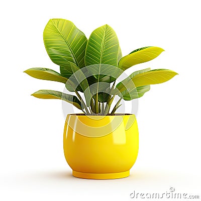 pot paired with a lush, green plant, isolated against a pristine white background. Stock Photo