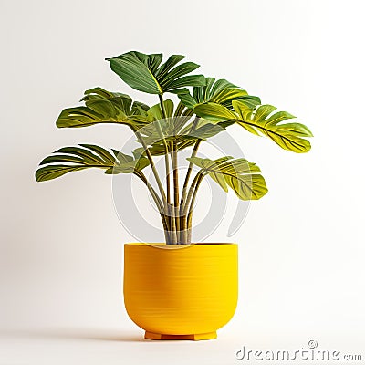 pot paired with a lush, green plant, isolated against a pristine white background. Stock Photo