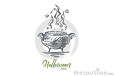 Pot, poison, Halloween, potion, holiday concept. Hand drawn isolated vector. Vector Illustration