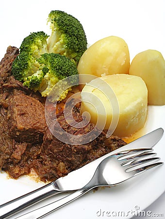 Pot roast stewed steak dinner Stock Photo