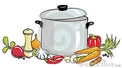 Pot of soup Vector Illustration