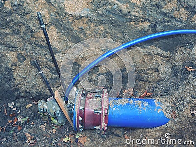 Potable water piping with 300mm waga member Stock Photo