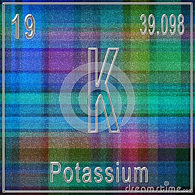 Potassium chemical element, Sign with atomic number and atomic weight Stock Photo