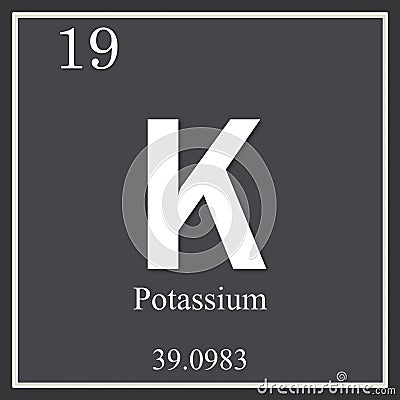 Potassium chemical element, dark square symbol Stock Photo