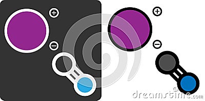 Potassium cyanide (KCN) poison, flat icon style. Atoms shown as color-coded circles (potassium - purple, carbon - grey, nitrogen Vector Illustration