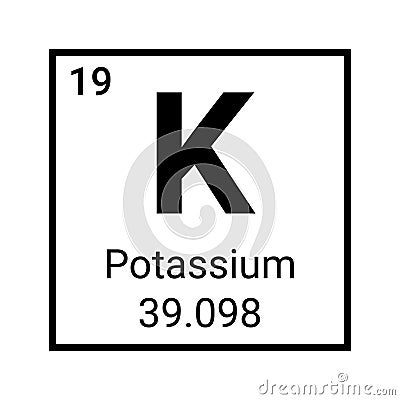 Potassium element periodic table symbol vector icon. Potassium chemistry element symbol Vector Illustration