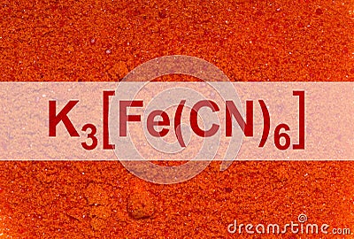 Potassium Ferricyanide with Chemical formula K3[Fe(CN)6]. Top view Stock Photo
