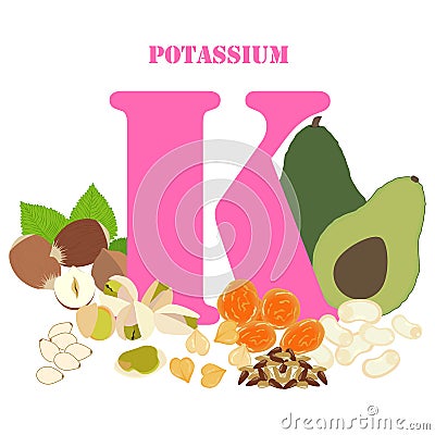 Potassium healthy nutrient rich food vector illustration Vector Illustration