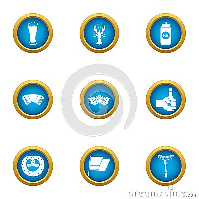 Potation icons set, flat style Vector Illustration