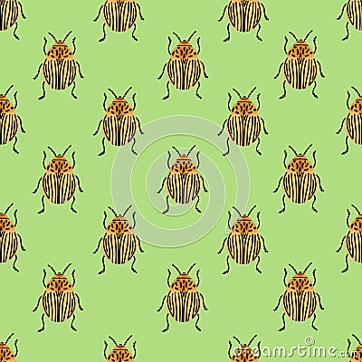 Potato beetle, Colorado bugs pattern. Vector Illustration for printing, backgrounds, covers, packaging, greeting cards, posters, Vector Illustration