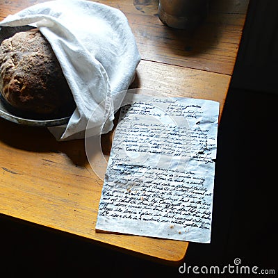Potato Bread with Handwritten Recipe Stock Photo