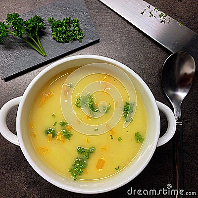 Potato and Cheese Soup Stock Photo