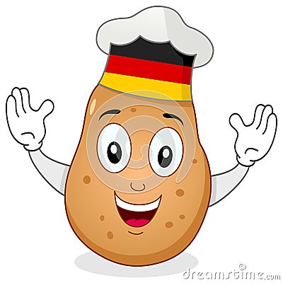 Potato Chef Character with German Hat Vector Illustration