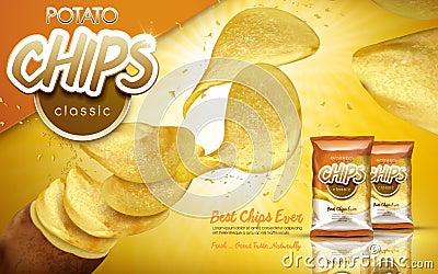 Potato chips ad classic Vector Illustration