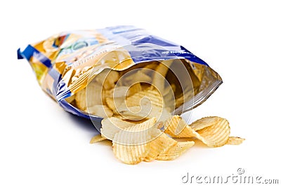 Potato chips in bag Stock Photo