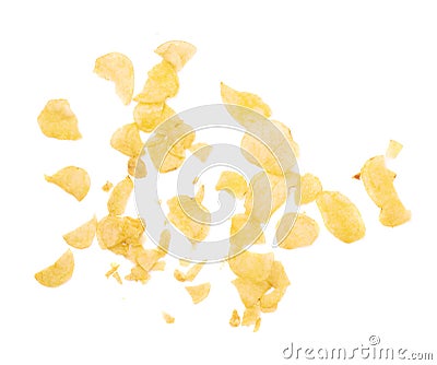 Potato chips crumbs and leftovers isolated Stock Photo