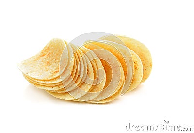 Potato chips isolated on white Stock Photo