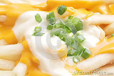 Potato Chips with Melted Cheese Gravy Stock Photo