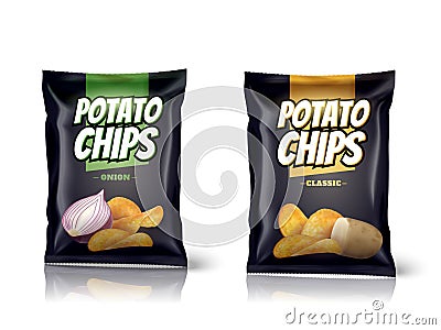 Potato chips package design Vector Illustration