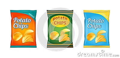 Potato chips packaging, stock vector illustration isolated on white background Vector Illustration