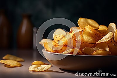 Potato chips perfection crispy, golden bites of delectable, seasoned delight Stock Photo