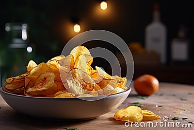 Potato chips perfection crispy, golden bites of delectable, seasoned delight Stock Photo