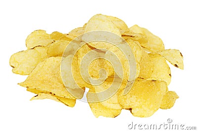 Potato chips on a white background, crispy snacks for beer Stock Photo