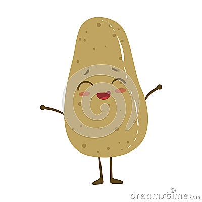 Potato Cute Anime Humanized Smiling Cartoon Vegetable Food Character Emoji Vector Illustration Vector Illustration