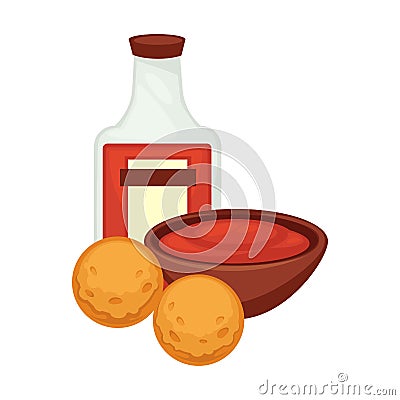 Potato food dish fried croquettes balls snack vector flat icon Vector Illustration