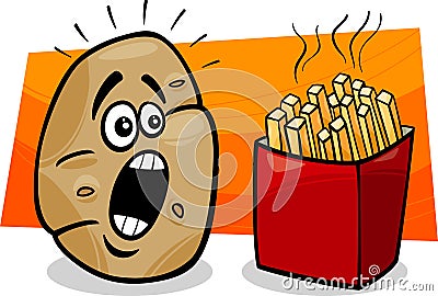 Potato with french fries cartoon Vector Illustration