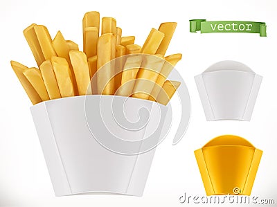 Potato. French fries. 3d vector icon Vector Illustration