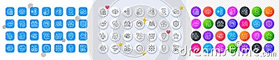 Potato, High thermometer and Sick man line icons. For web app, printing. Line icons. Vector Vector Illustration