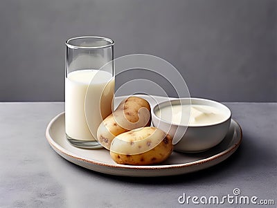 Potato and milk Stock Photo