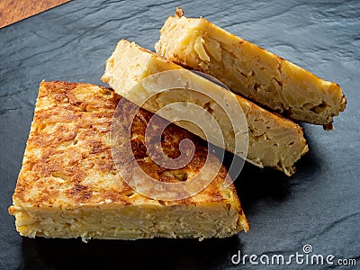 Potato omelette plate Stock Photo