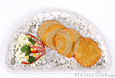 Potato Pancake / Griddle Cake on plate isolated Stock Photo