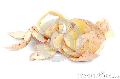 Potato peel on the white Stock Photo