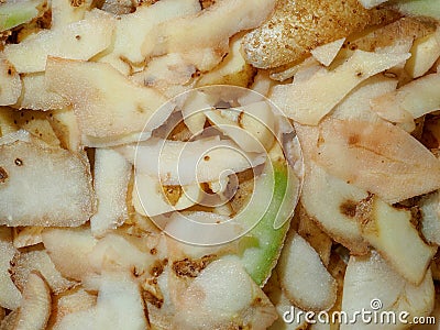 Potato peelings close-up. Stock Photo