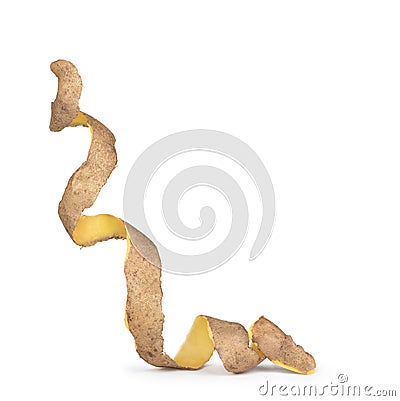 Potato skin in the form of a spiral in the air Stock Photo