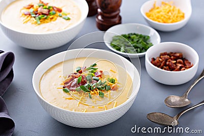 Potato soup with bacon and cheese Stock Photo