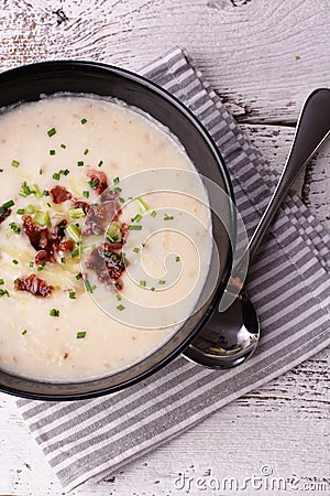 Potato soup with mushrooms Stock Photo