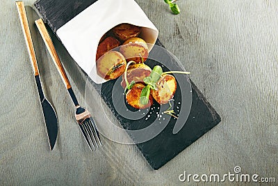 Potato Wedge Garnish Stock Photo