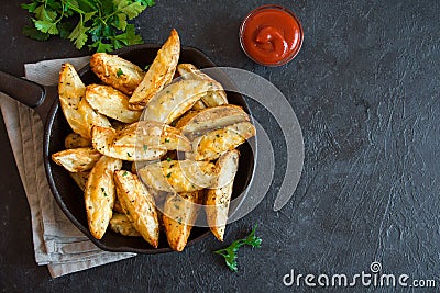 Potato wedges with cheese Stock Photo