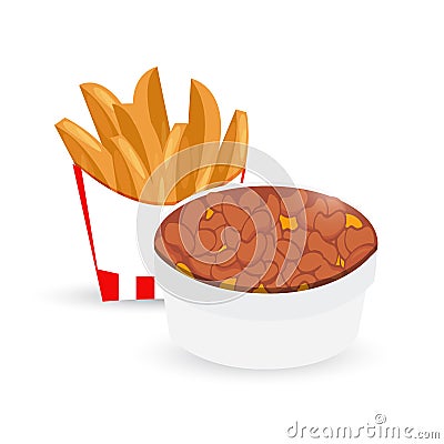 potato wedges and chili and cheese illustration Cartoon Illustration