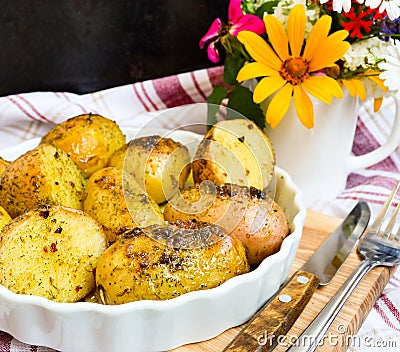 Potatoes boiled in their jackets Stock Photo